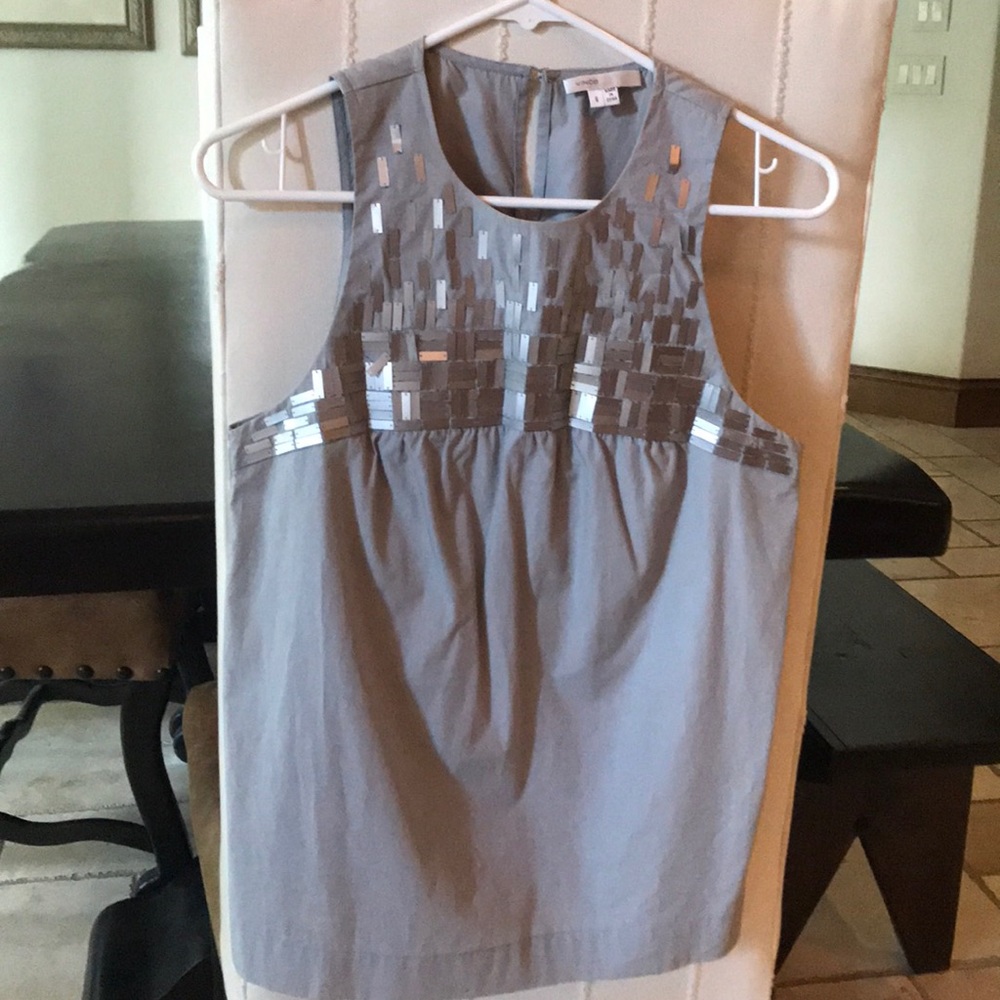 Vince gray blouse with metallic embellishments